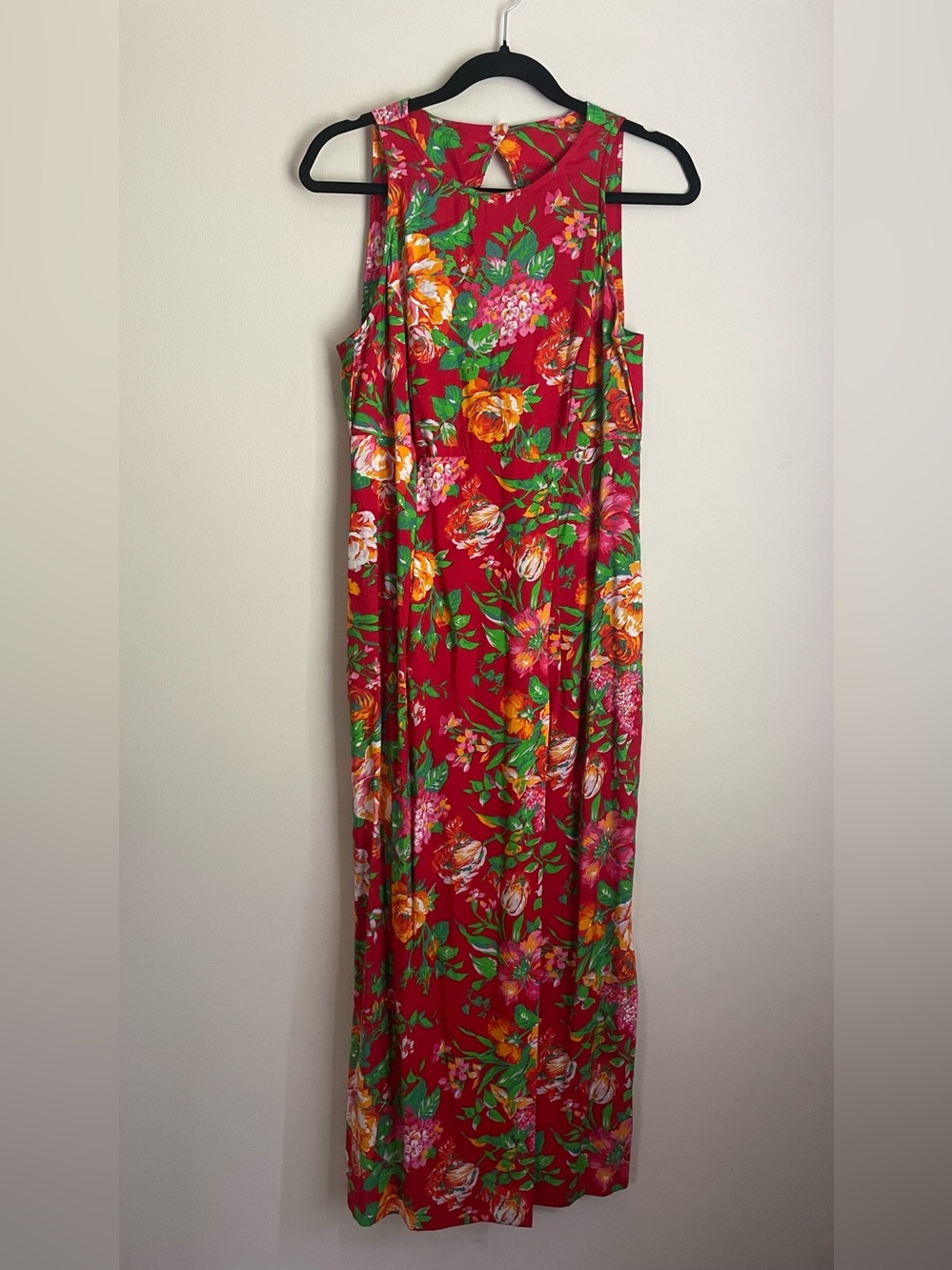 VTG Leslie Lucks maxi dress Multicolored Floral Faux Wrap Size 6 8 Runs Small